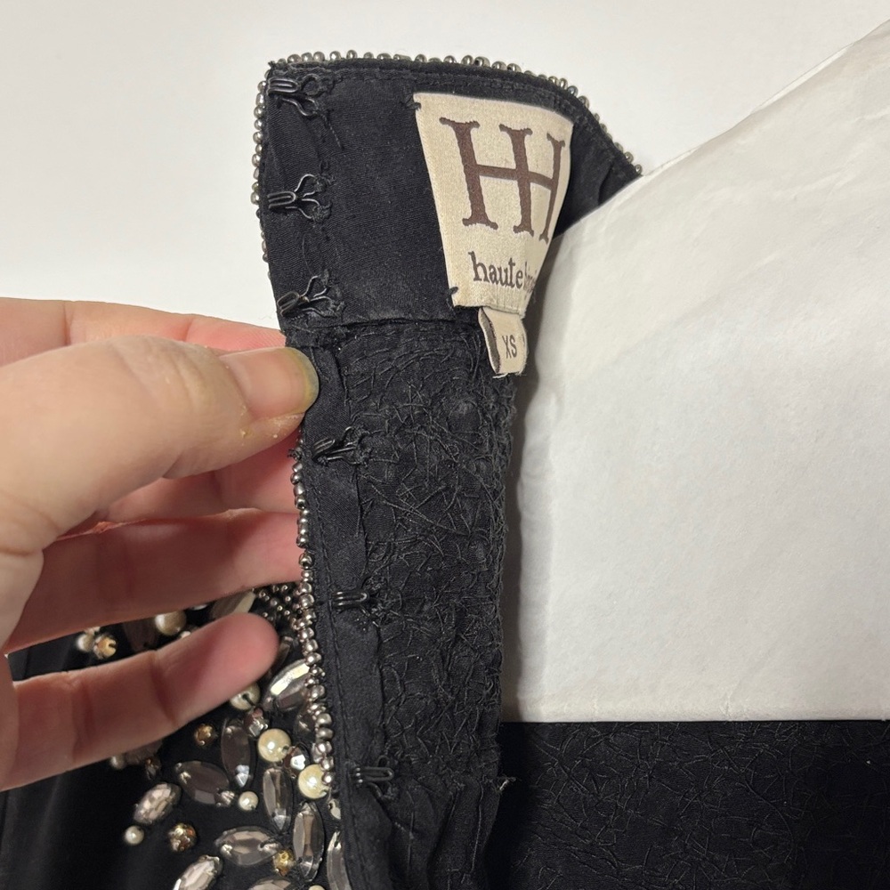 Haute Hippie Black High-Low Dress with Beaded Neckline - Picture 4 of 6